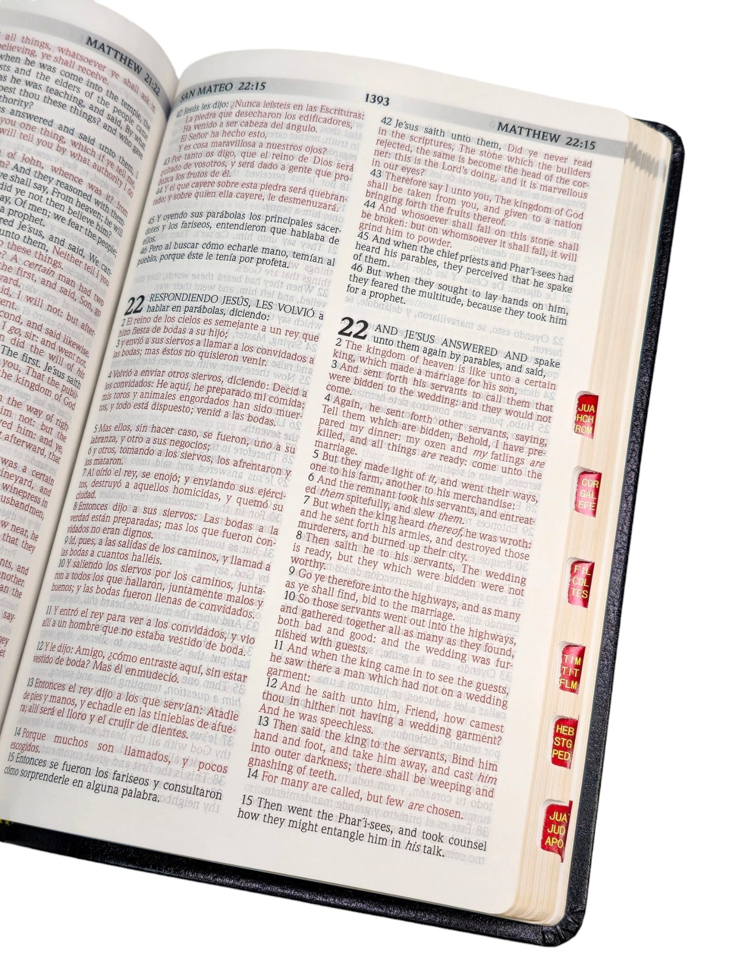 Biblia bilingue RVR 1960/KJV, letra grande 10 puntos piel fabricada negro indice