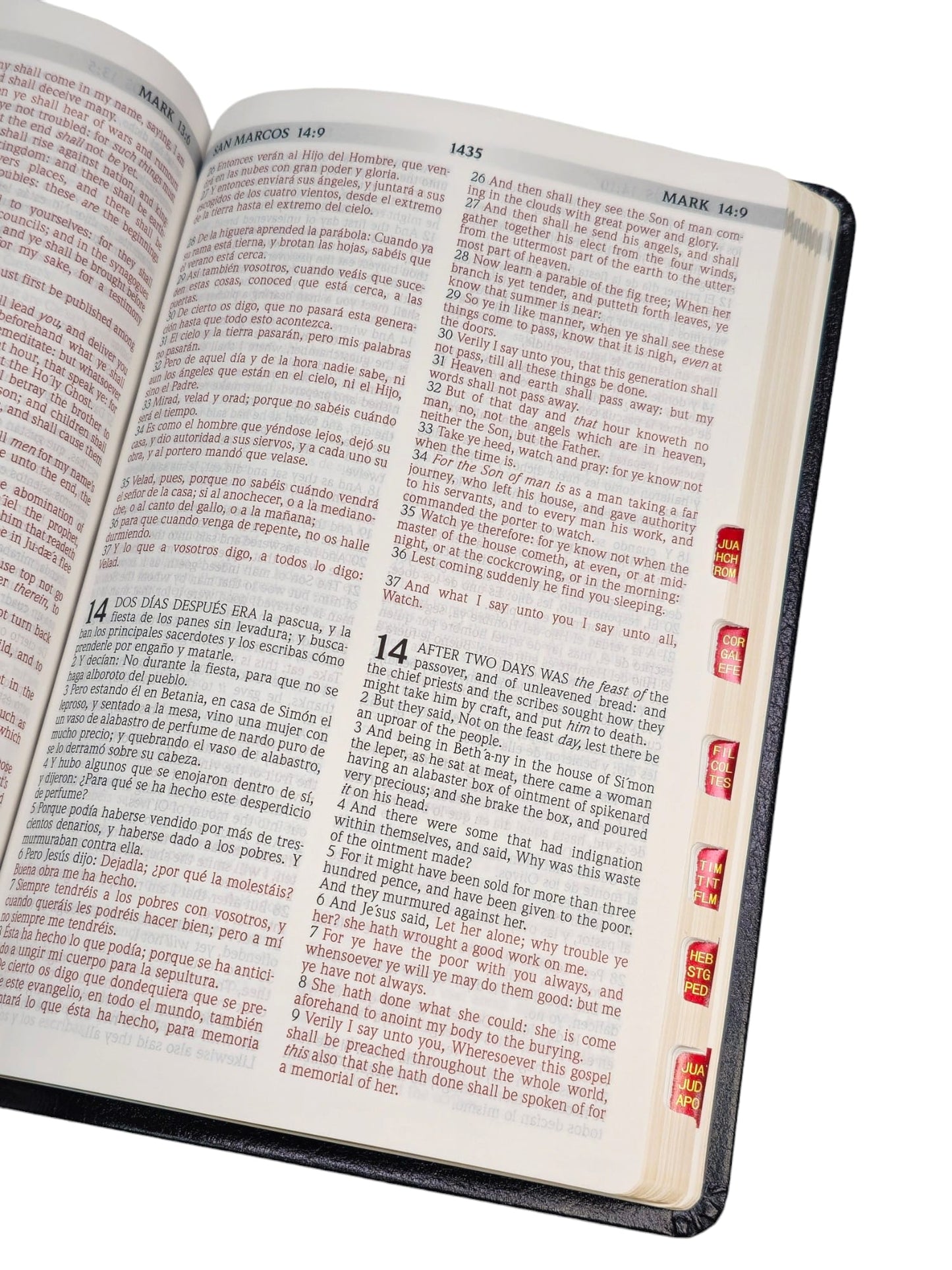 Biblia bilingue RVR 1960/KJV, letra grande 10 puntos piel fabricada negro indice