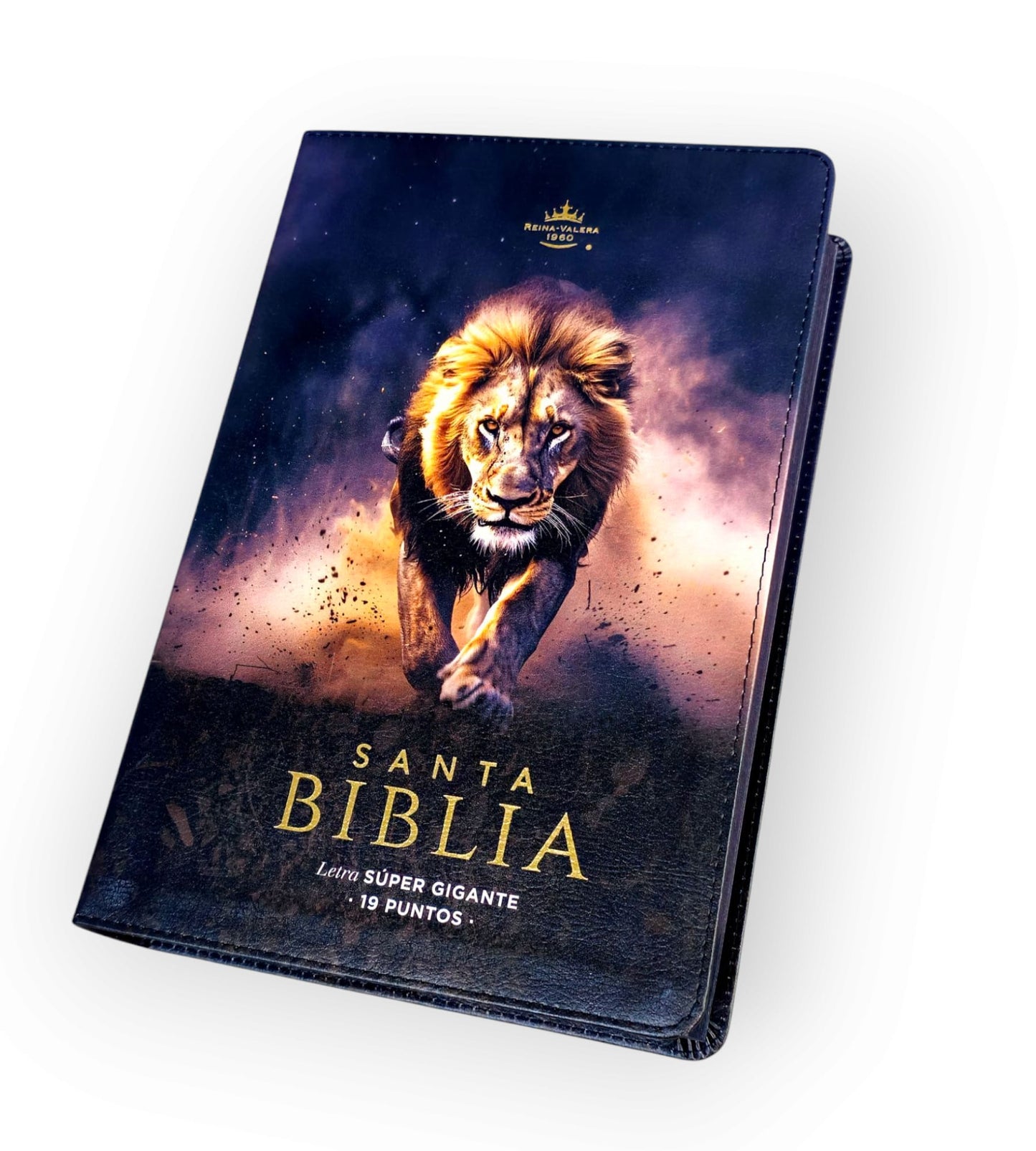 Biblia Letra Súper Gigante 19 punto RV1960 piel negro león Tribu De Juda
