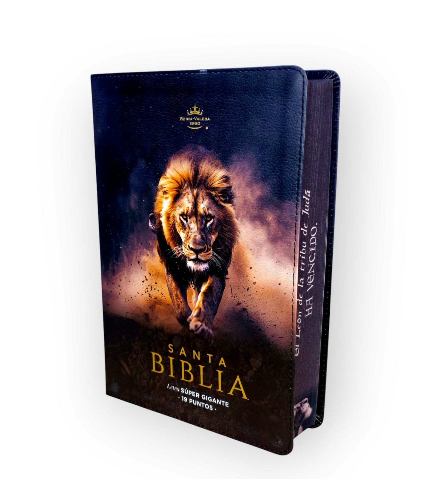 Biblia Letra Súper Gigante 19 punto RV1960 piel negro león Tribu De Juda