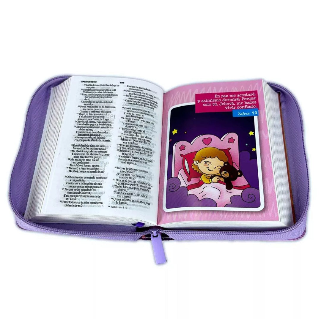 Biblia para Niña Mi Gran Viaje de Bolsillo con Cierre RV1960 imit piel lila