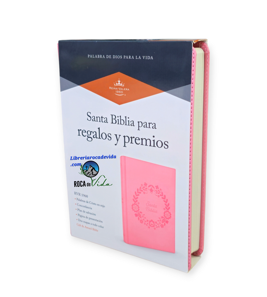 Biblia para regalo y premios RVR.1960 piel piel rosa floral