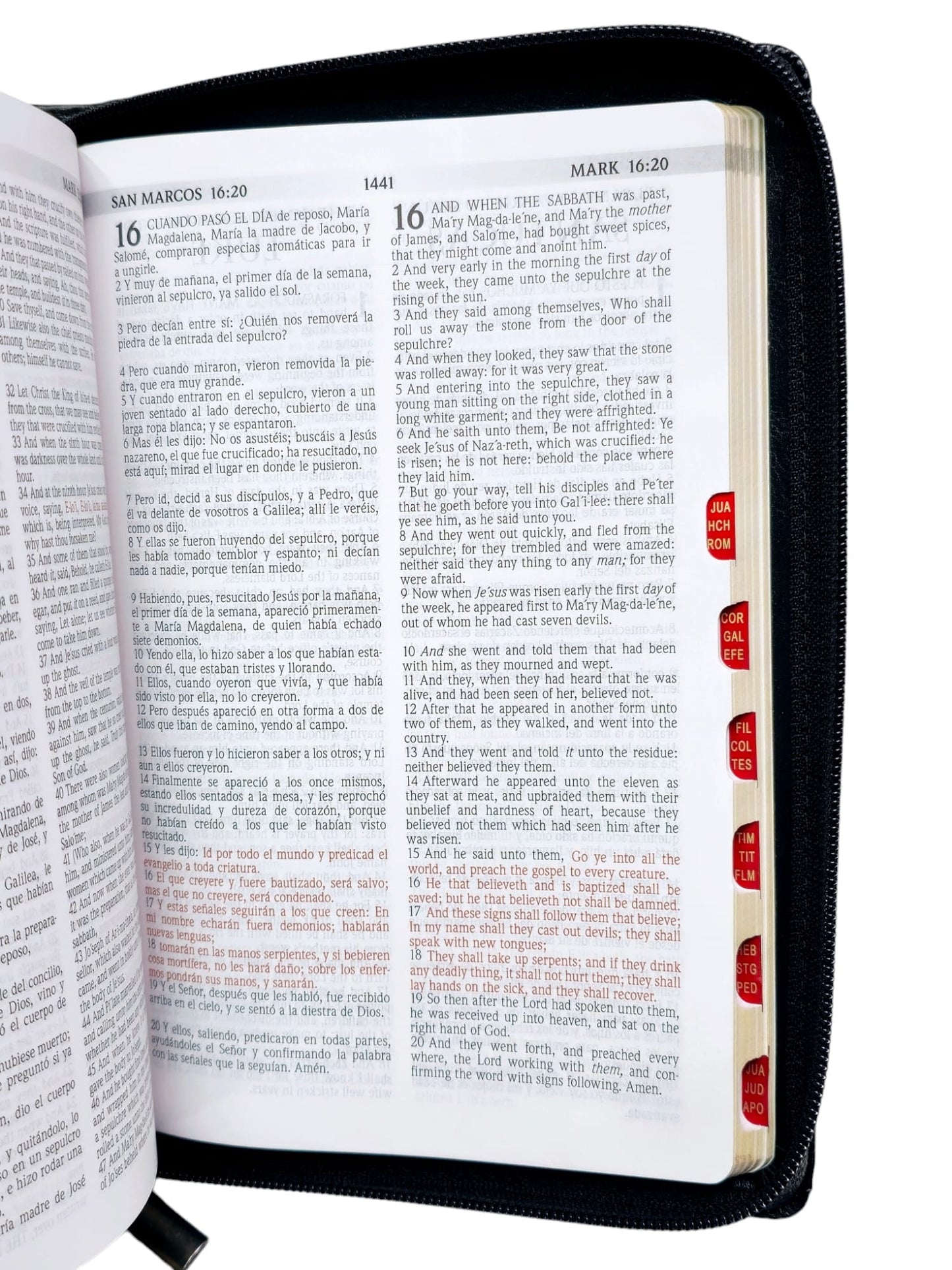 Biblia bilingue tamaño manual RVR.1960/ KJV simil piel negro Con indice cierre