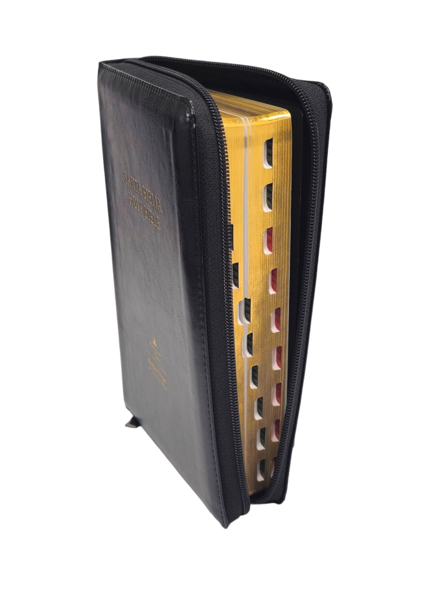 Biblia bilingue tamaño manual RVR.1960/ KJV simil piel negro Con indice cierre