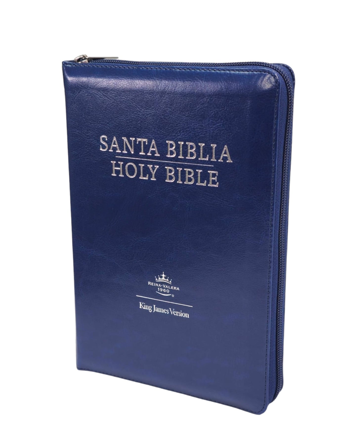 Biblia Bilingue Tamaño Manual RVR.1960/king James Símil Piel Azul Marino Índice