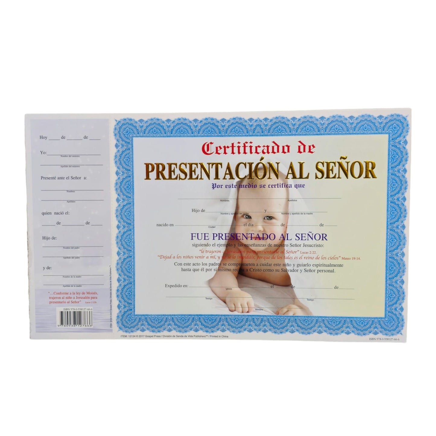 certificado de precentacion de niños