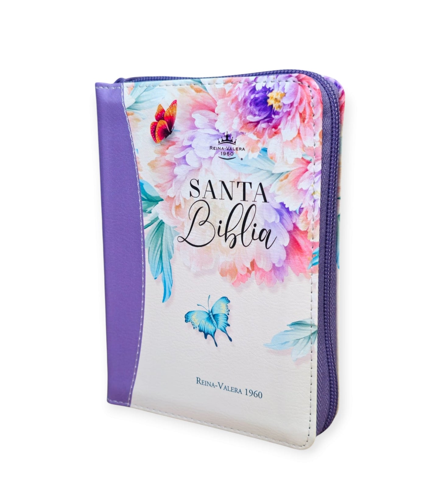 Biblia de Bolsillo con cierre RVR.1960 para mujer jardin lila con indice