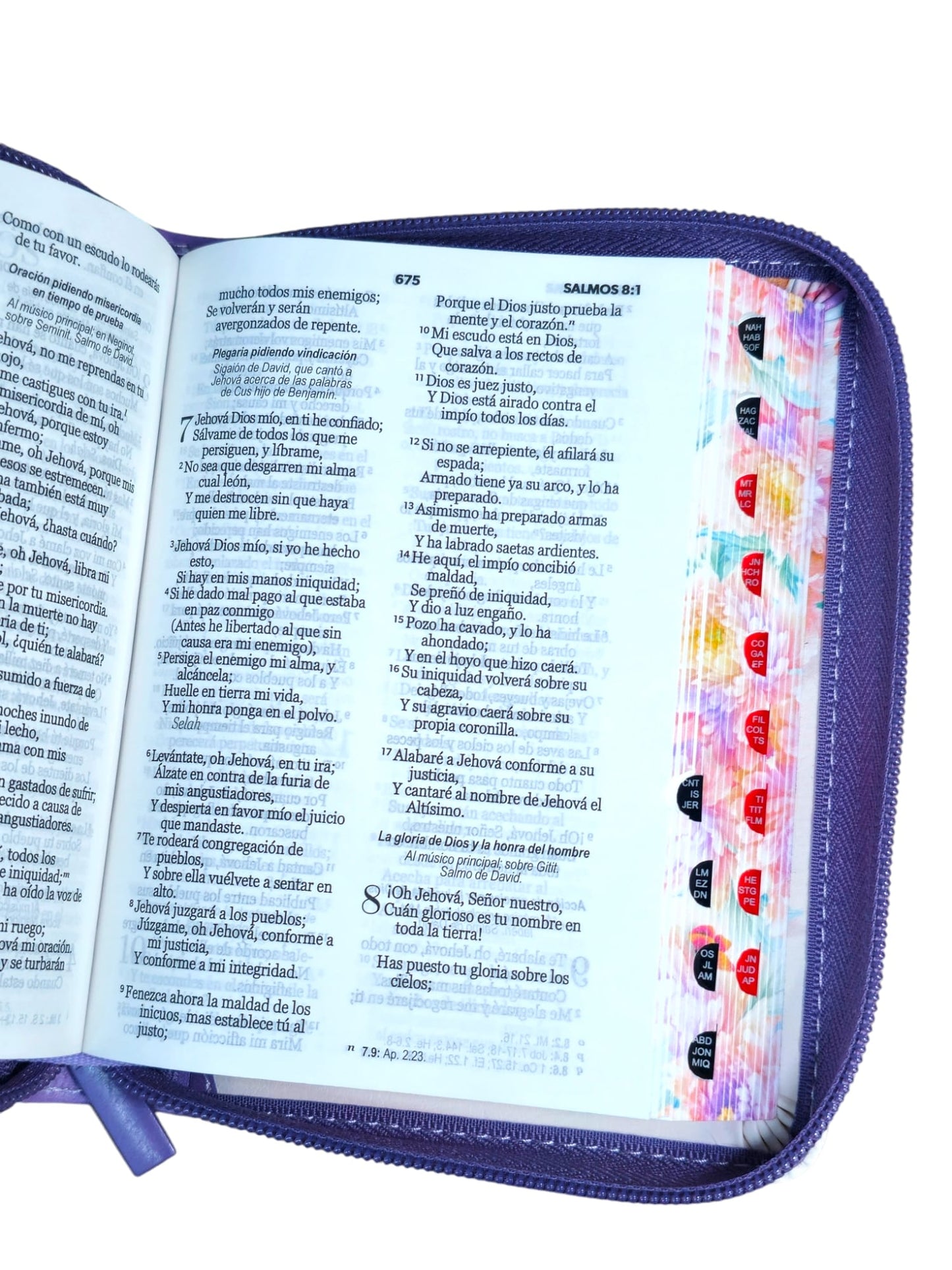 Biblia de Bolsillo con cierre RVR.1960 para mujer jardin lila con indice