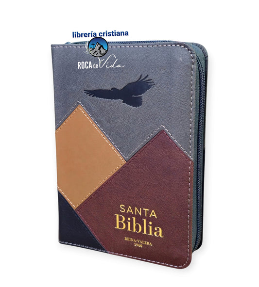 Biblia de Bolsillo con cierre RVR.1960 aguila negro/cafe con indice