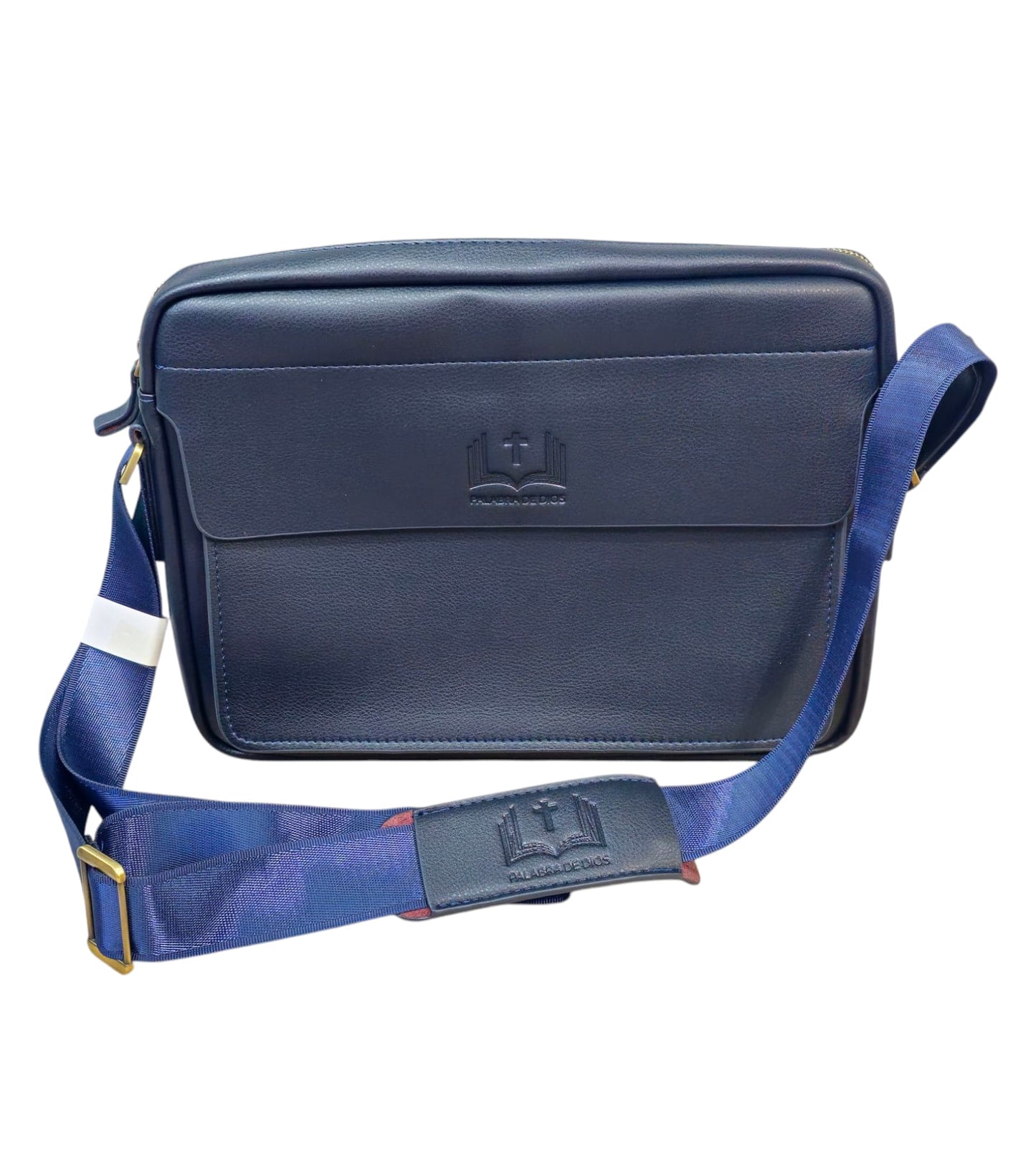 Bolso para hombre de piel grande azul marino con cierre