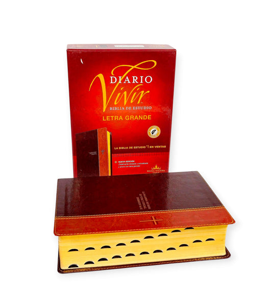 Biblia de Estudio del Diario Vivir Letra Grande RV1960 imit piel cafe con indice