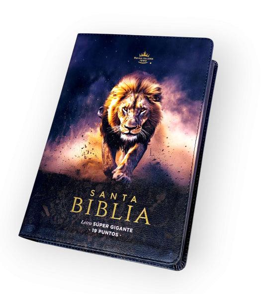 Biblia Letra Súper Gigante 19 punto RV1960 piel negro león Tribu De Juda