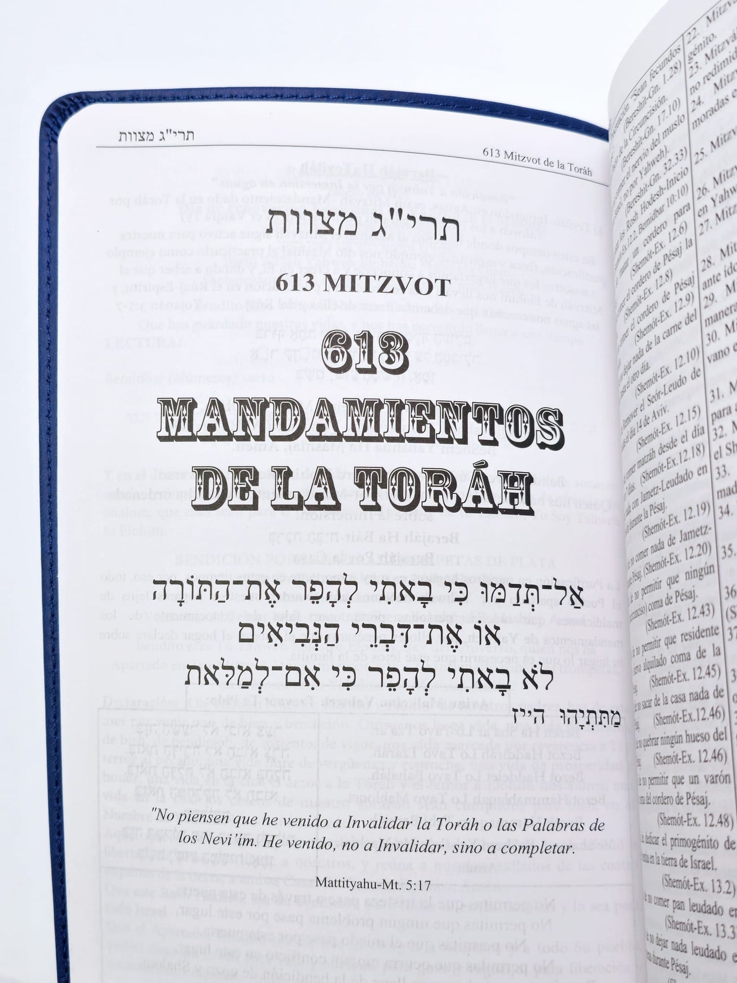 Torah Escrituras sefer davar biblia edición español Imitación Piel azul salmos hebreo y español