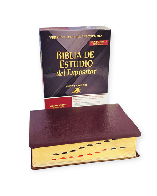 BIBLIA DE ESTUDIO DEL EXPOSITOR DE JIMMY SWAGGART PIEL DE CUERO VINO CON ÍNDICE