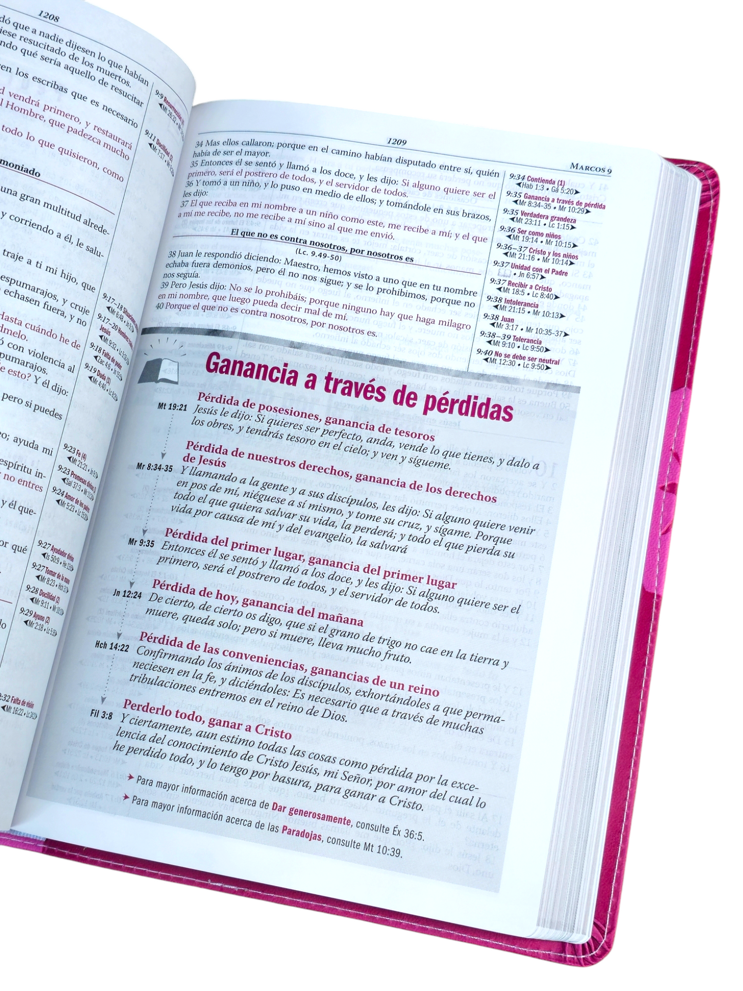 Biblia Pastoral Thompson RV1960 Edición para el estudio bíblico fucsia floral