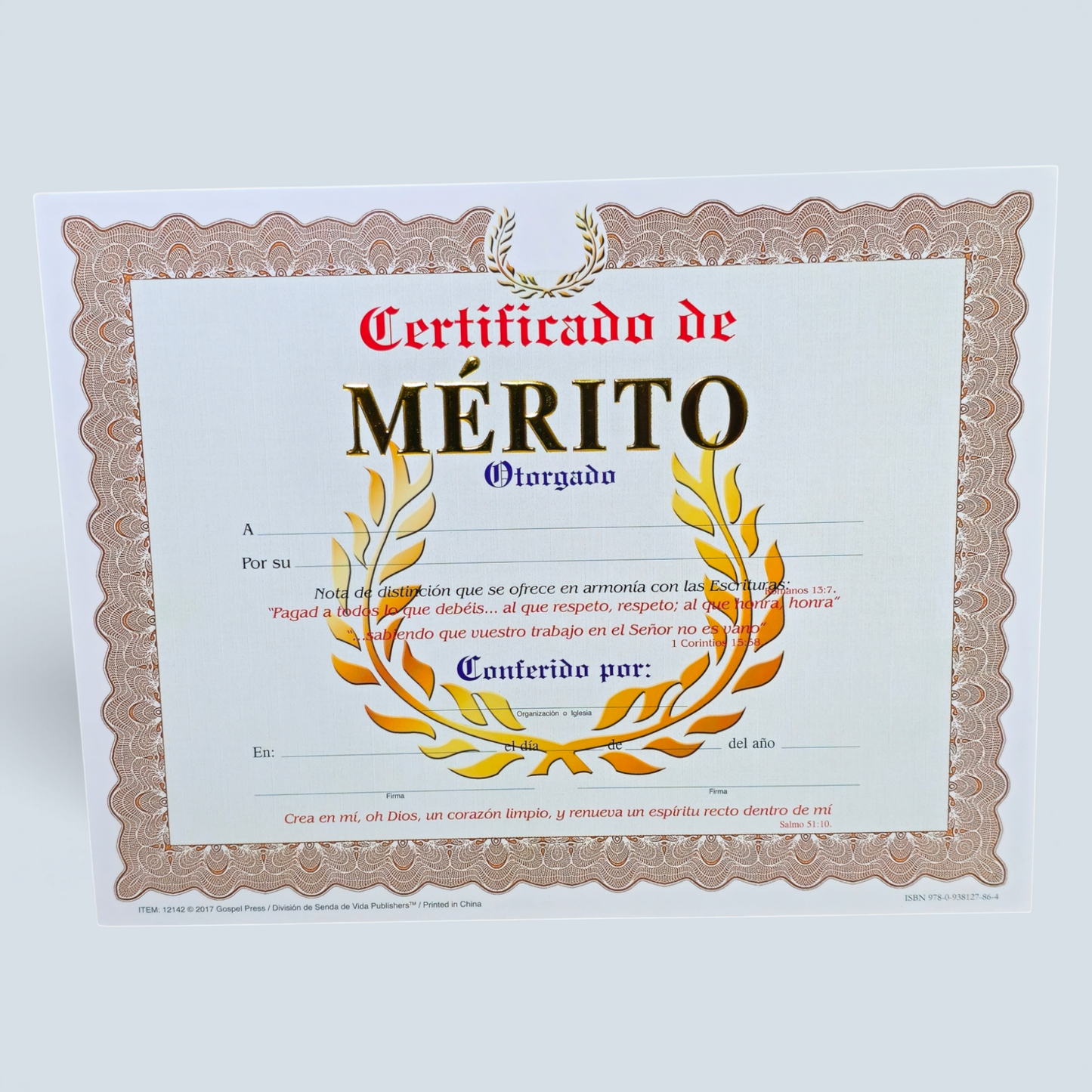 Certificado de merito paquete de 12 unidades