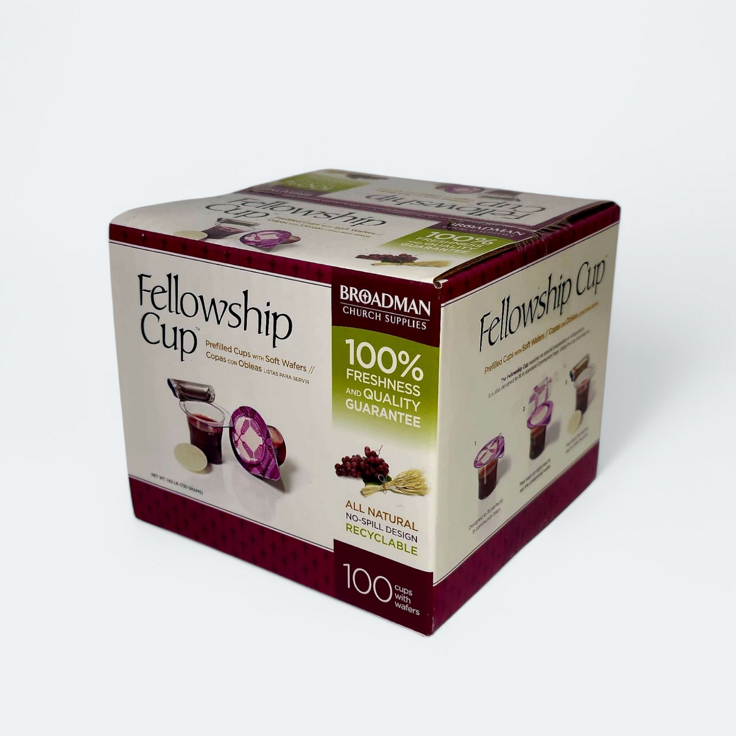 Fellowship Prefilled Communion Cups & Soft Wafers, Box of 100