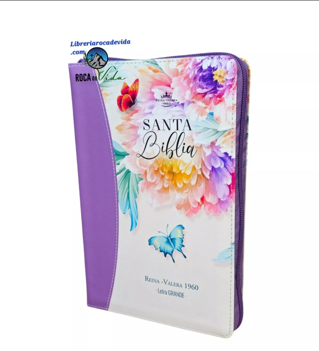 Biblia con Cierre Letra Grande 12 puntos para Mujer RV1960 imit piel lila Indice