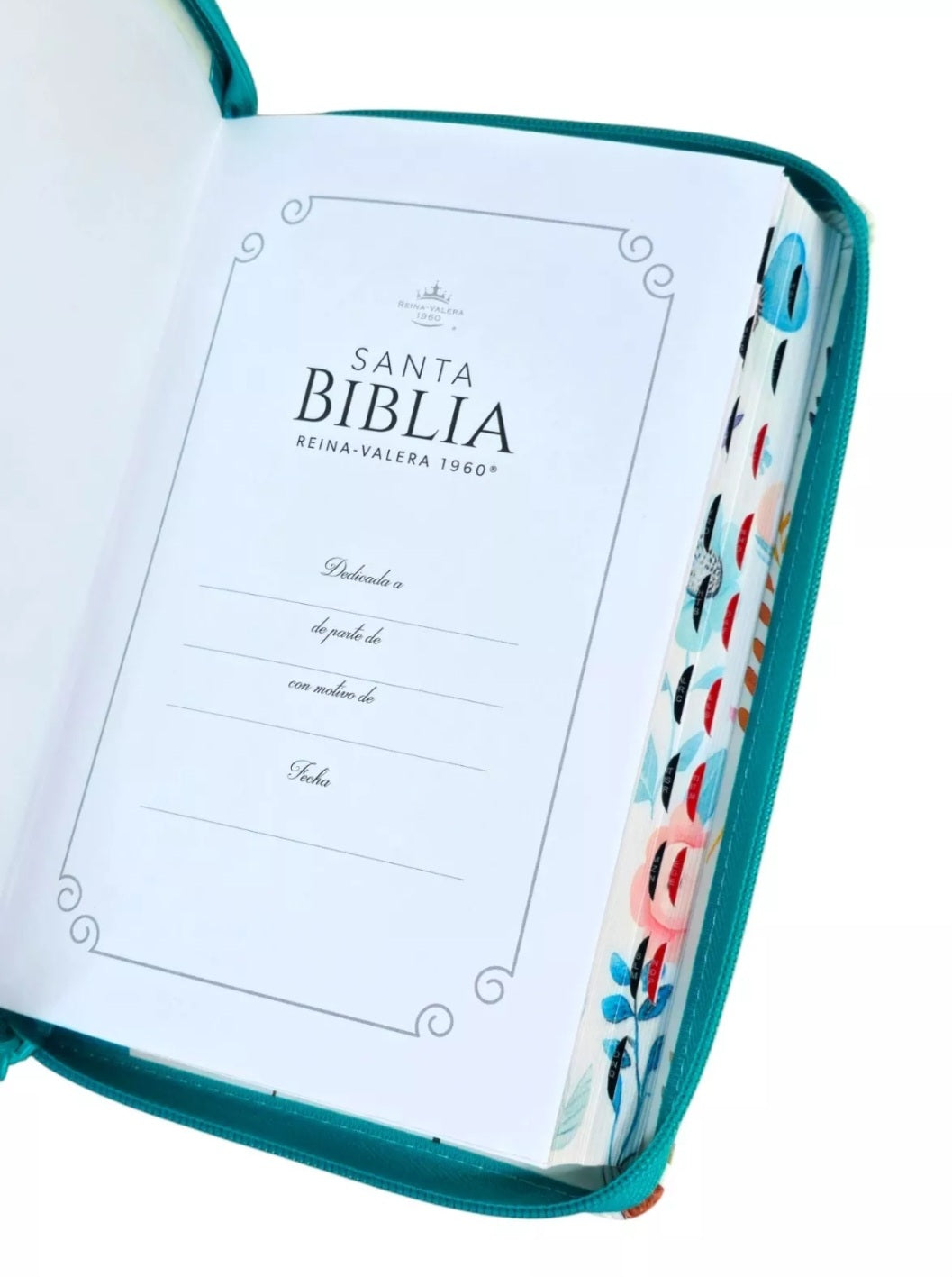 Biblia para Mujer con Cierre Letra Grande 12 puntos  RV1960 turquesa con indice