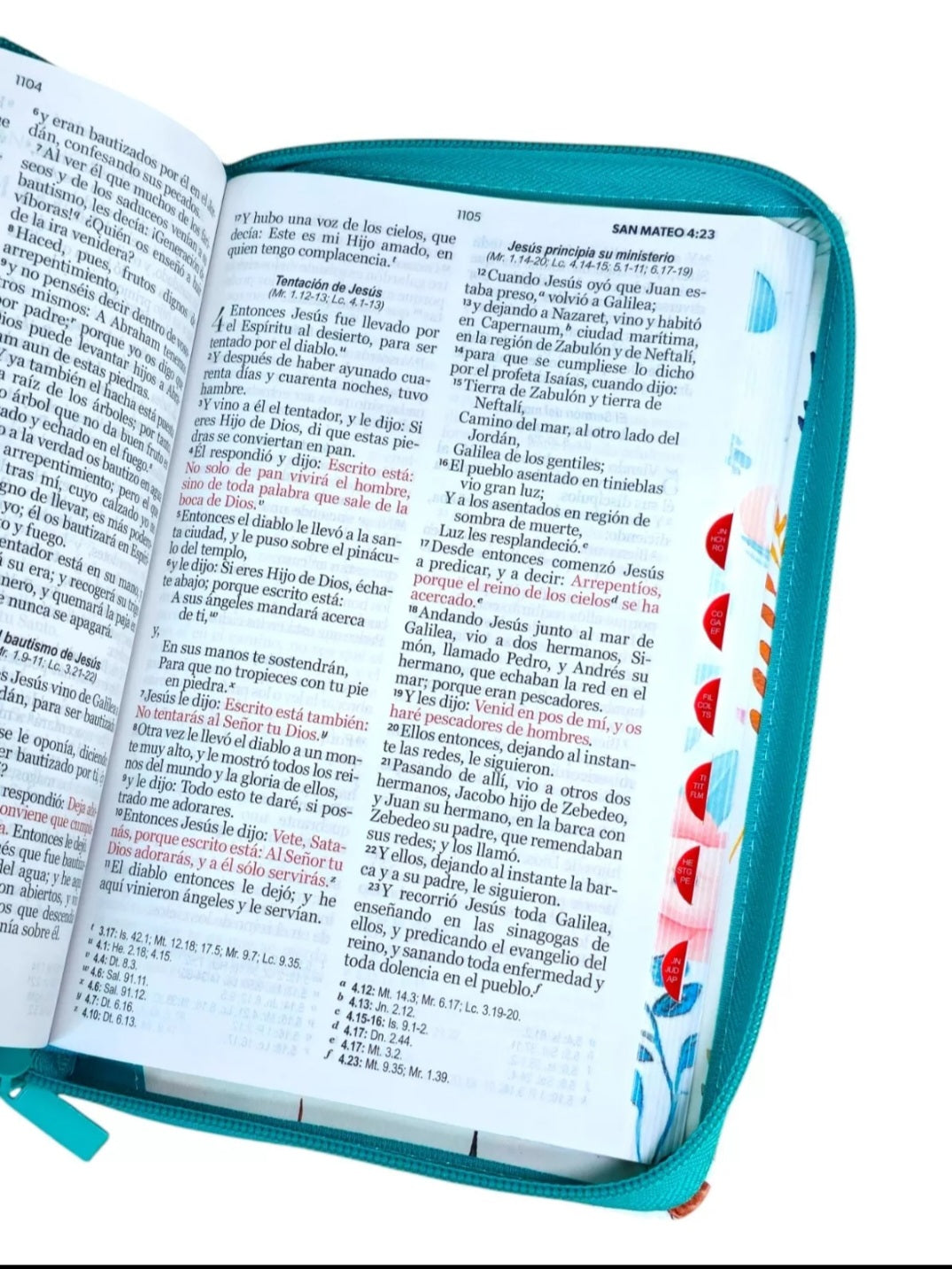 Biblia para Mujer con Cierre Letra Grande 12 puntos  RV1960 turquesa con indice