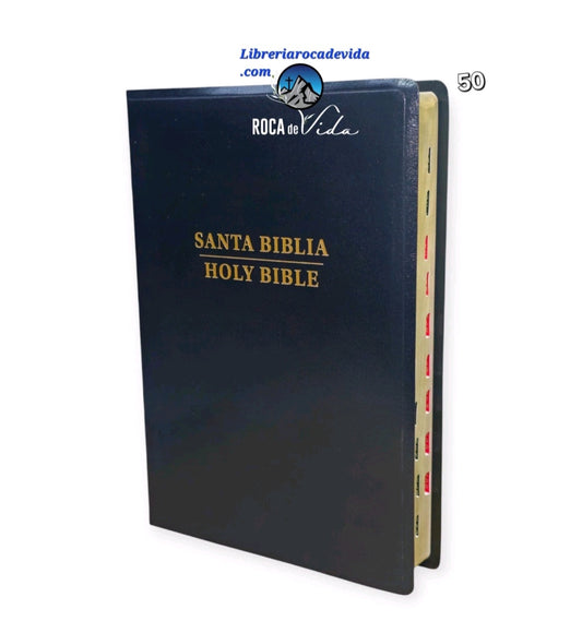 Biblia Bilingüe RVR.1960/KJV Letra Grande 11 Punos Negro Imit.Piel  Con Índice