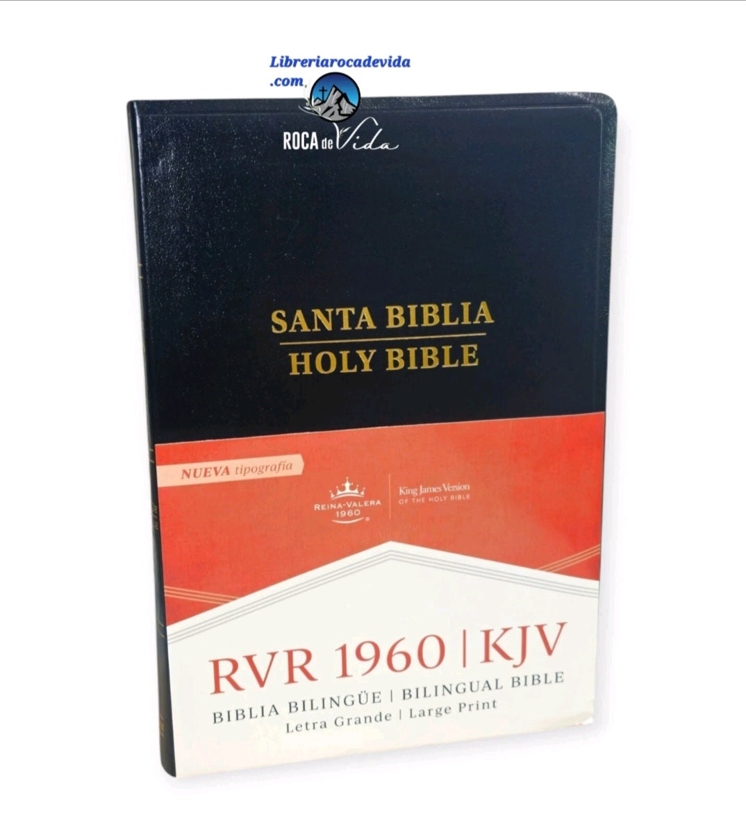 Biblia Bilingüe RVR.1960/KJV Letra Grande 11 Punos Negro Imit.Piel  Con Índice