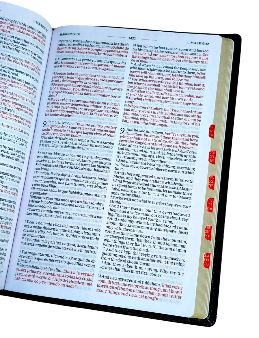 Biblia Bilingüe RVR.1960/KJV Letra Grande 11 Punos Negro Imit.Piel  Con Índice