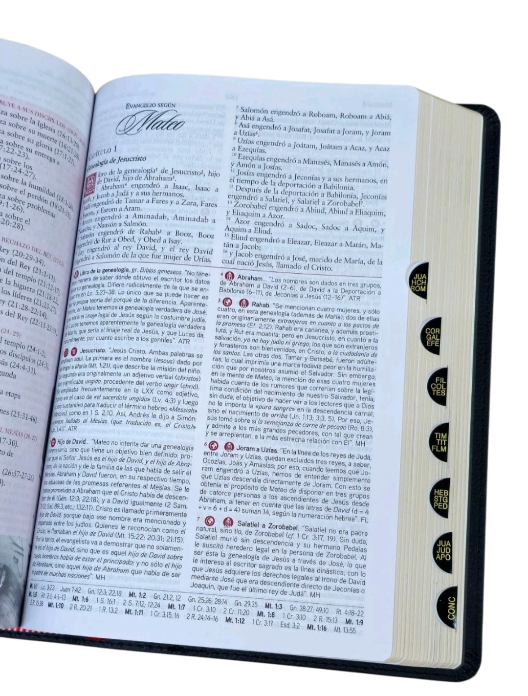 BIBLIA DE ESTUDIO AMPLIADA MATTHEW HENRY  PIEL FABRICADA NEGRO CON ÍNDICE