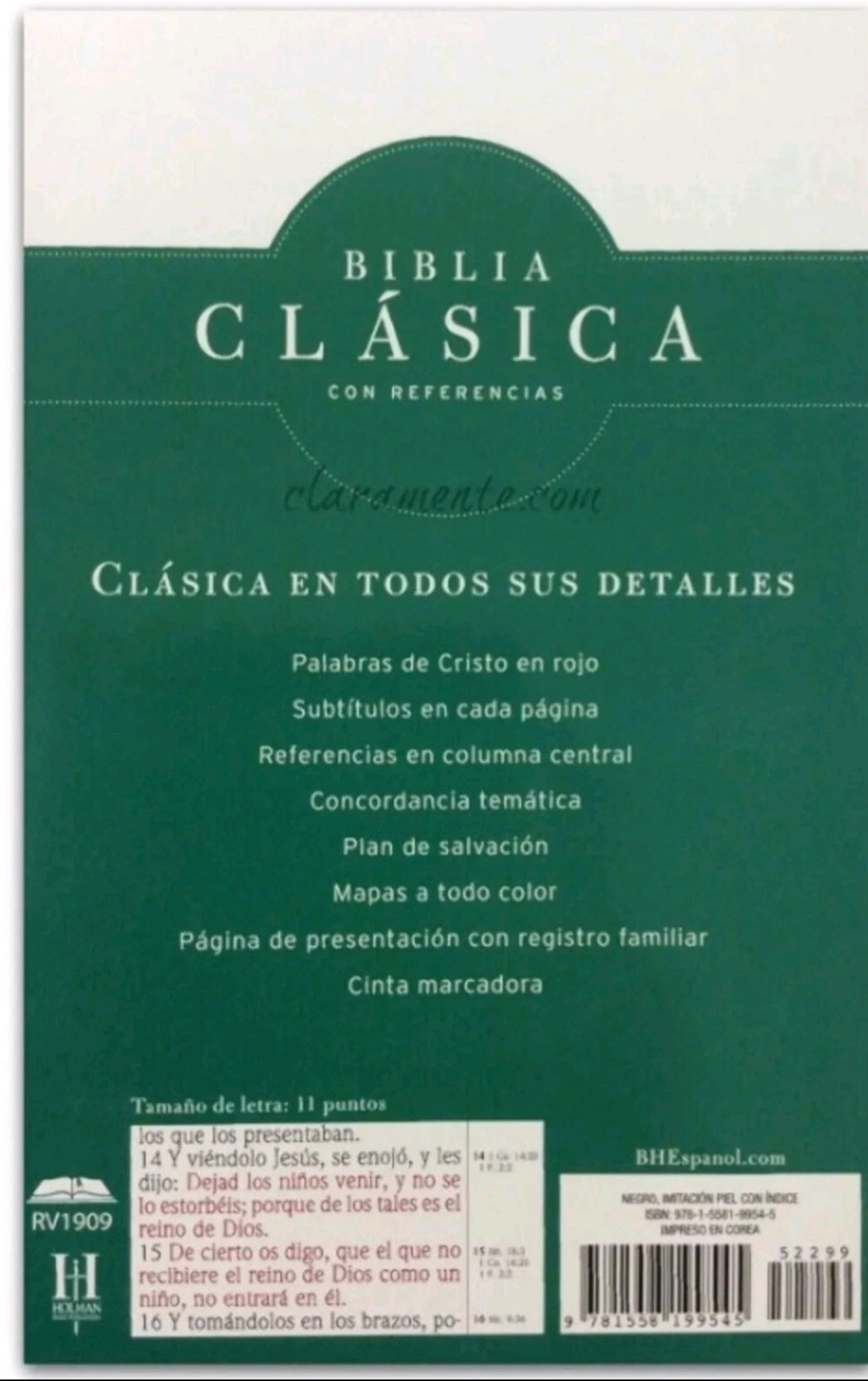 BIBLIA ANTIGUA VERSION REINA VALERA 1909 RVA CLASICA IMITACION PIEL NEGRO